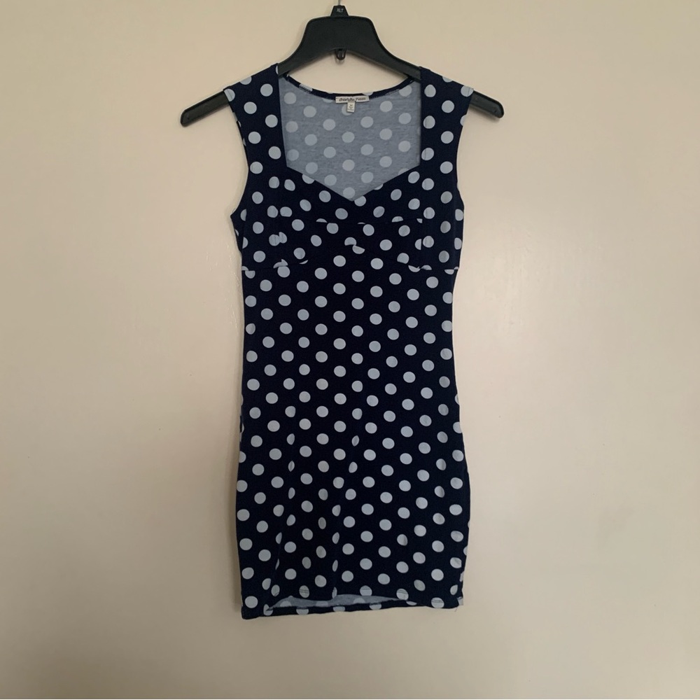 Charlotte Russe Polka Dot Sleeveless Dress medium cotton spandex shirt dress.